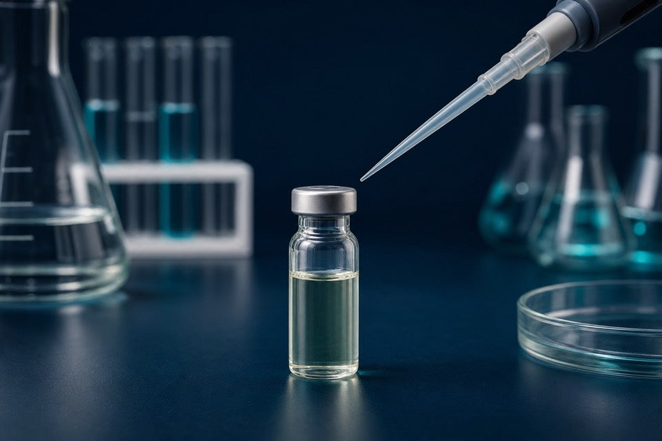 Laboratory pipette and reconstituted research vial